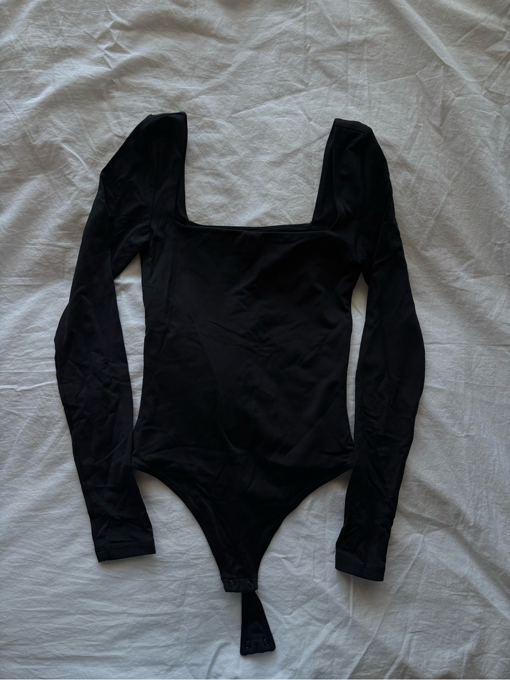 Aritzia/Babaton Black Long Sleeve Square Neck Bodysuit (Contour)